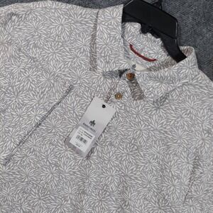 Rainforest Polo Shirt Mens XL Gray Cloud Dancer Floral Stretch Knit Golf Casual